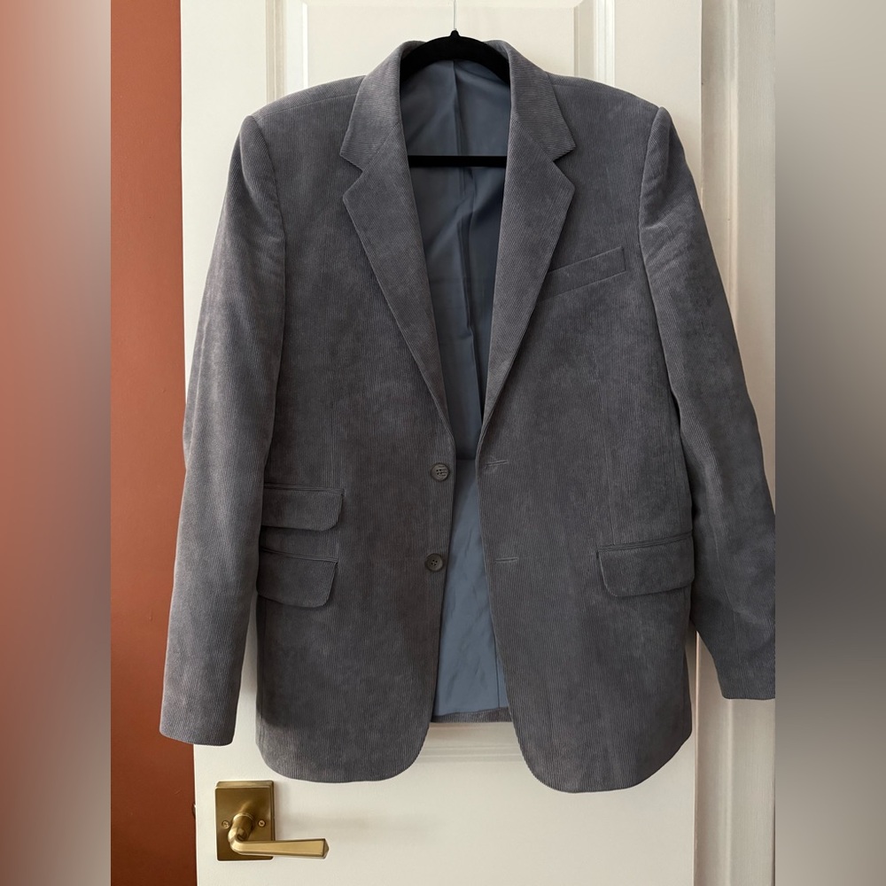 Vintage Men's Gray blue velvet blazer